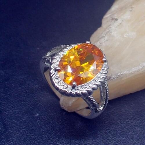 Gemstonefactory Jewelry Big Promotion Single Unique 925 Silver Royal Honey Topaz Women Men Gifts Band Rings 8# 20213008