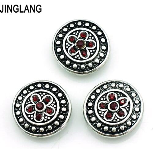 DIY Best Selling High Quality Fashion Interchangeable Black Snap Button With Red Crystal for Bracelet/Necklace Accessories