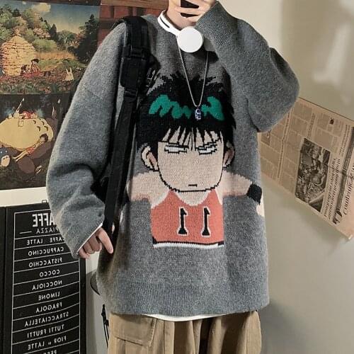 Cartoon Japan Anime Sweater Men Winter Men Clothing Fashion Long Sleeve Knitted Pullover Sweater