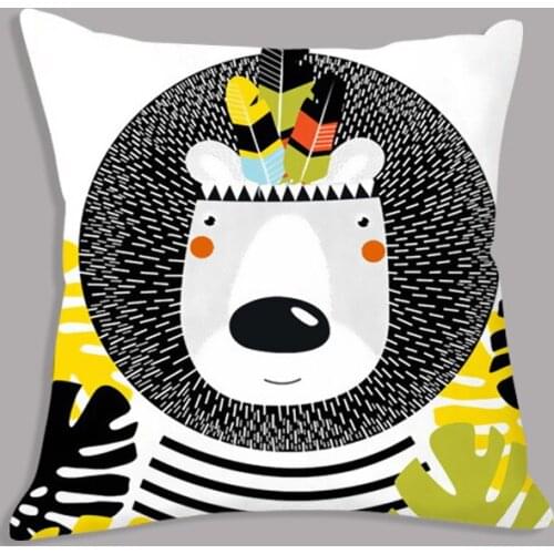 Cartoon Lion Fox Koala Animals Printed Soft Cushion Throw Pillow Velvet Fabric Decorative Cushion for Sofa Home Decor