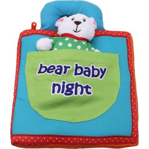 Soft Baby Rattles Toy Quiet Cloth Book Infant Bear Night 3D Activity Book Newborn Baby Toys Early Educational Toy Books for Kid