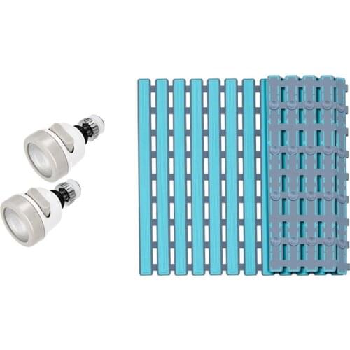 Non Slip Bath Mat with Suction Cups, (16X25Inch) (Blue) with 2 Pack Kitchen Water Spray Water Saving Faucet