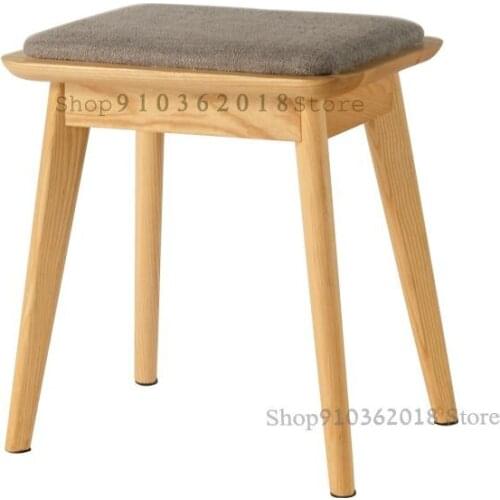Nordic Solid Wood Makeup Stool Furniture Bedroom Small Stool Ash Wood Creative Soft Package Modern Minimalist Dressing Stool