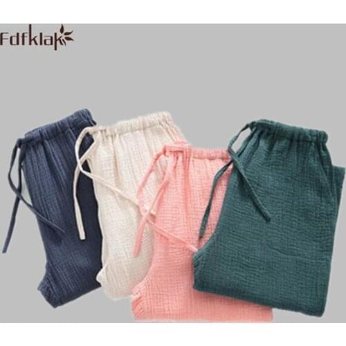 Spring Summer New Pajama Trousers Cotton Pajama Bottoms Home Womens Pants Bottom Sleep Nightwear Plus Size S-XL 4 colors E1022