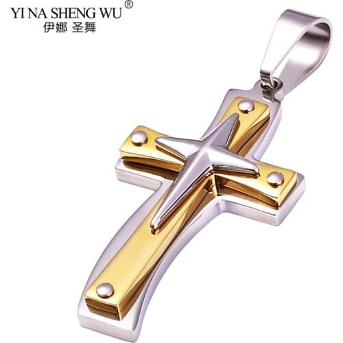 Titanium Steel New Style Cross Necklace Fashion Hip Hop Rock Style Pendant Street Chain Men Necklaces Bracelet Jewelry Gifts
