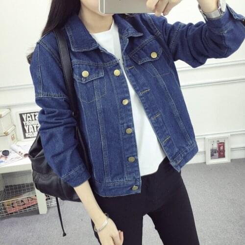Autumn big yards woman denim coat, female fat MM100kg, lady Show slender cowboy wear button decoration