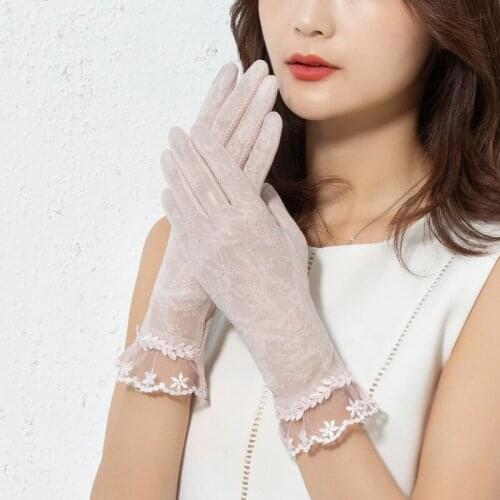 Ladies Sunscreen Gloves Ladies Summer UV Non-Slip Touch Screen Thin Long Lace Gloves Riding Gear Gloves