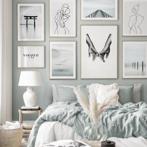 Torii Gate Water Ripples Wooden Poles Posters Watercolor Hands Canvas Painting Wall Art Prints Picture Living Room Decoration