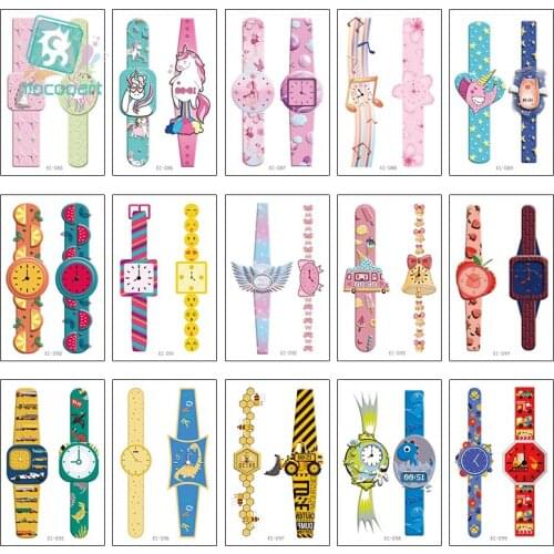 Rocooart 15Pcs Cute and Colorful Watch Tattoo Sticker Cartoon Tatuajes Temporary Fake Tatoo or Boys Girls Body Art Tatouage