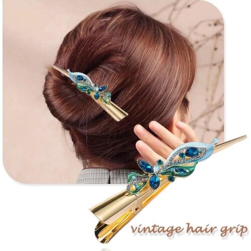 Luxury and colorful alloy set auger plate of hairpin diamond flower words go into womens duck clip clip the bride A19