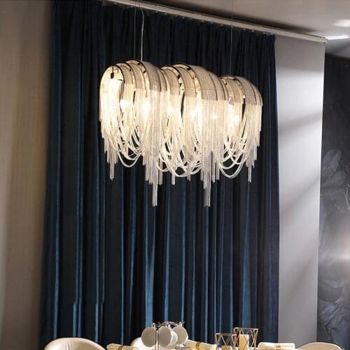 2020 Luxury Aluminum Tassel Lighting Fixtures Large Chandeliers LED Gold/silver for Dinning Room Decorative Light