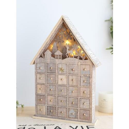 Zq Christmas Nordic Calendar Luminous Snow House Front Desk Decoration Christmas Tree Decorations