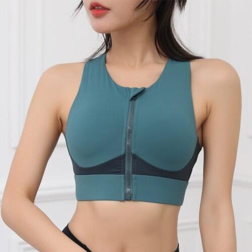 S-XL Sports Bra With Zippers High Impact Shockproof Brassiers Yoga Crop Tops Sexy Gym Breathable Bras Padded Fitness Nylon Vest