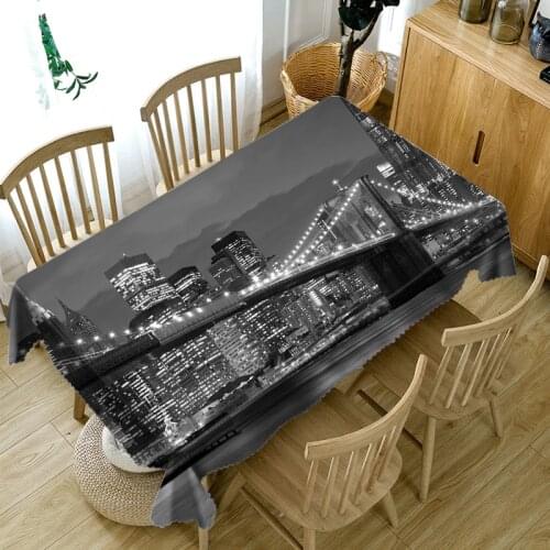 3D City Night Scene Pattern Tablecloth Washable Cloth Thicken Cotton Rectangular and Round Table Cloth