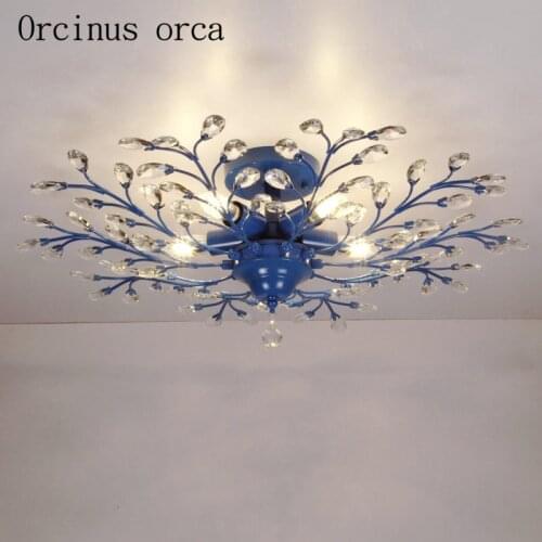 Mediterranean Blue crystal ceiling light living room bedroom children room creative simple modern branch crystal lamp