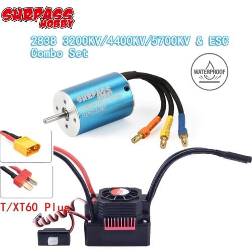 Surpass Hobby Waterproof 45A ESC 2838 3200KV 4400KV 5700KV Brushless Motor for 1/14 1/16 Wltoys XLH Remo RC Off-road Car Boat