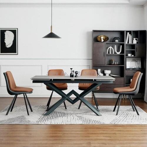 Light luxury modern dining chair home backrest dining table chair separate iron art makeup chair net red ins chair leather dinin