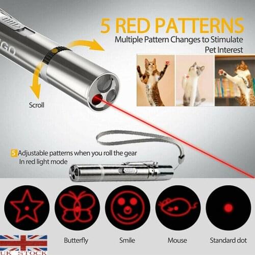 Funny Laser Pet Cat Toy 5MW Red Dot Laser Light Toy Creative Laser Sight Pointer Laser Pen Interactive Toy LED USB UV Flashlight