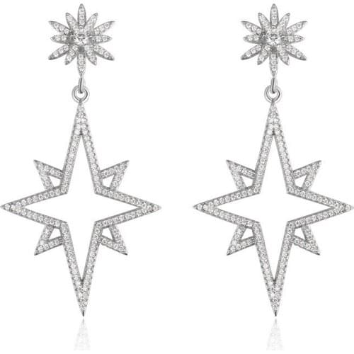 New Arrival AAAAAAA Cubic Zircon 925 Sterling Silver Star Dangle Earrings For Women Statement Elegant Earring Party Gifts