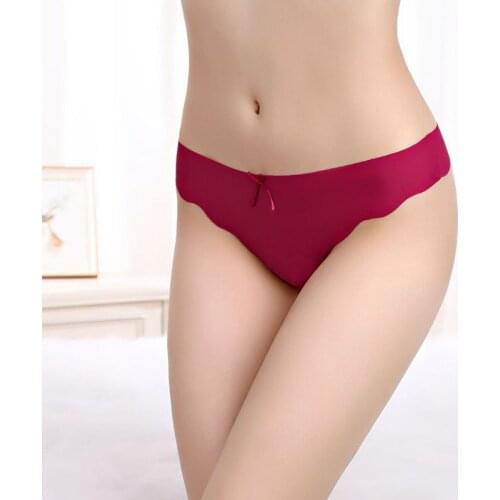 Ice Silk Womens Underwear Sexy Briefs Thong Soft Breathable Panties Seamless T-Back Low-Rise Lingerie G-String Size S-XL