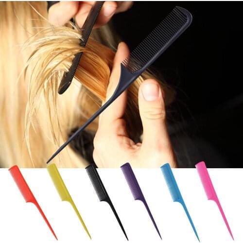 5Pcs Plastic Fine-tooth Comb Anti-static Sharp Tail Comb Hair Style Rat Tail Draw Point Carbon Fiber Comb Hair Styling Tool