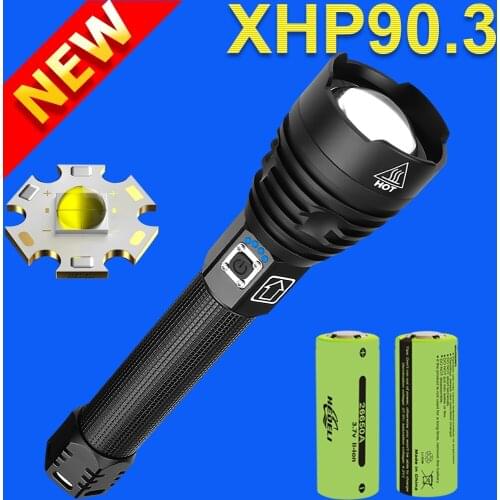 Super XHP90.3 powerful led flashlight 18650 Rechargeable tactical flashlight xhp90 usb flash light torch cree xhp70 led lantern