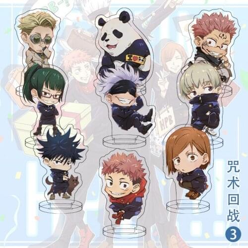 9Pcs/Set Anime Jujutsu Kaisen Demon Slayer Acrylic Stand Model Toilet-Bound Hanako-kun Bungo Stray Dogs Cute Stand Figures Toy