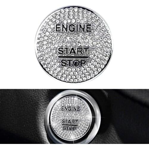 Bling Auto Start Engine Ignition Button Silver Crystal Sticker