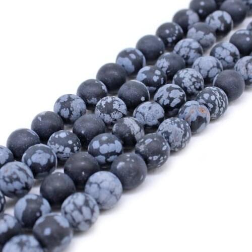 Natural Stone Beads Matte Dull Polish Snowflake Stone Round Loose Beads 4/6/8/10/12mm For Bracelets Necklaces Jewelry DIY Making