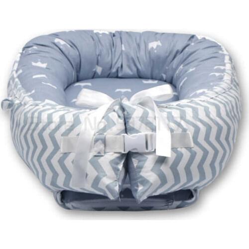 Baby Nest Bed with Pillow Portable Crib Travel Bed Infant Toddler Cotton Cradle for Newborn Baby Bed Bassinet Bumper