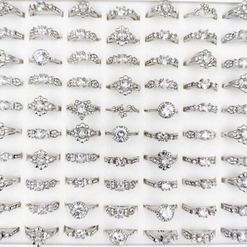 20Pcs/Lot Crystal Rhinestone Rings кольцо For Women Engagement Female Wedding Party Ring Mixed Style Fashion Jewelry