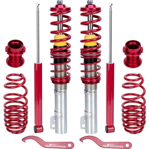 Red Coilover for VW Bora /Jetta /Golf MK4 Adjustable Height Suspension Coil Spring Shock