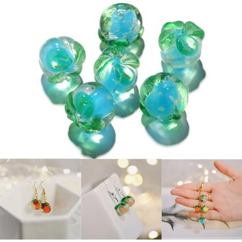 10Pcs/Lot Round Luminous Persimmon Glass Beads Earring Keychain Pendant Necklace For DIY Jewelry Making Accessories Findings