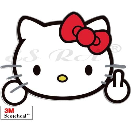 Cat KITTY Middle Figure Cartoon 3D Stickers Skateboard Decal Pegatinas Waterproof PVC For Car Macbook Motor Bottle Mobile