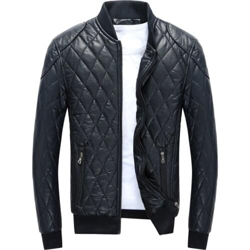 Mens Leather Jackets Stand Collar Thick Warm Motorcycle Bike Riding Faux Jacket