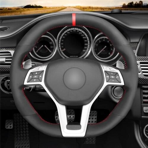 DIY Anti-Slip Wear-Resistant Steering Wheel Cover For Mercedes-Benz A45 AMG 2013-2015 C63 AMG 2012-2013 Car Interior Decoration