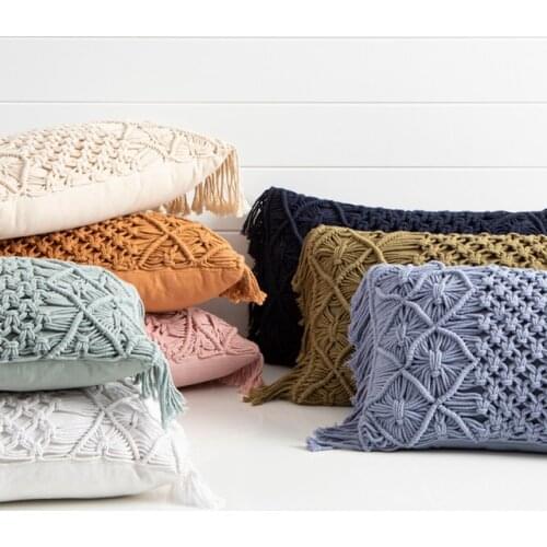 MOMS YARD New Macrame Handmade Cotton Thread Pillowcase Bohemia Moroccan Sofa Cushion Cover Decorative Pillowcase High-end Gift