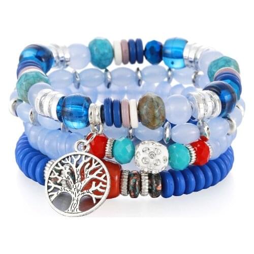 ORNAPEADIA New Leisure Style Bracelet for Women Tree of Life Multi-layer Beaded Bracelet Tourism Ethnic Style Female Jewelry