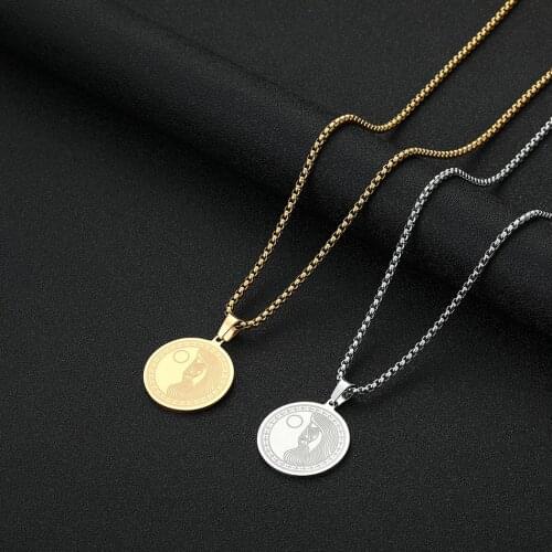 Cxwind Stainless Steel Sun Odin Amulet Necklace Vikings Choker Coin Pendants Necklaces For Women Clavicle Chain Statement Colar