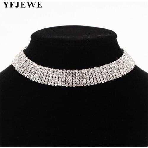 Ladyfirst Rhinestone Choker Crystal Luxury Collar Chokers Necklace Women Chokers Maxi Statement Necklace Jewelry women N305