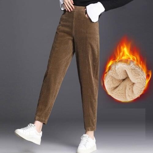 Plush pants autumn and winter womens thickened corduroy womens radish pants loose Korean Harun pants