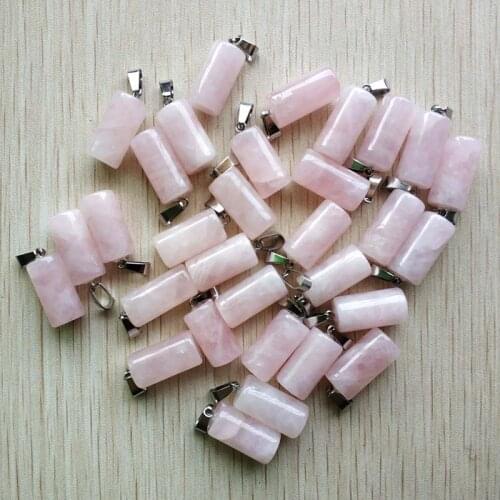 Wholesale 50pcs/lot fashion good quality natural stone pink cylinder pendants charms for jewelry making free shipping