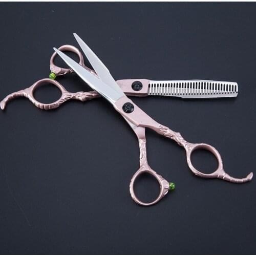 Custom-made professional Japan 440c gold scorpion cut hair scissors bag thinning shears cutting barber hairdressing scissors set