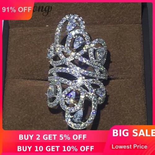 Choucong Luxury Design Women Fashion Jewelry 10ct 5A Zircon Cz 925 Sterling Silver Engagement Wedding Band Ring