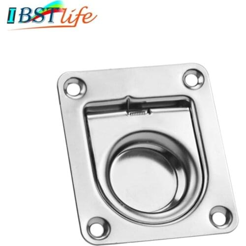 IBST LIFE Satinless steel 304 ANTI-RATTLE spring Flush Lift Ring Deck Hatch Pull Handle Locker Cabinet boat hardware