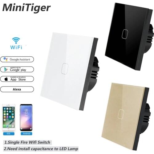 Touch Switch Smart Home Light Switch Wall interruptor 1 Gang 1 Way wifi light switch EU Standard Work with Alexa Google Home