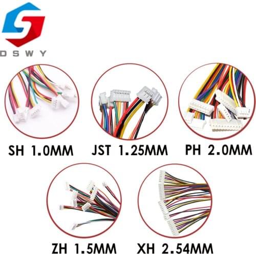 10PCS 1.0 1.25 1.5 2.0 2.54 SH/JST/ZH/PH/XH 1.0MM 1.25MM 1.5MM 2.0MM 2.54MM female plug connector with wire 2/3/4/5/6/7/8/P Pin