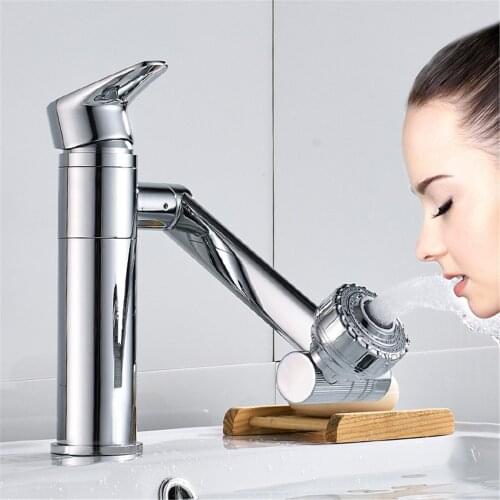 Modern 360 Degree Rotating Single Hole Faucet Multifunctional Hot and Cold Water Faucet Basin Faucet for Bathroom Sink TS2