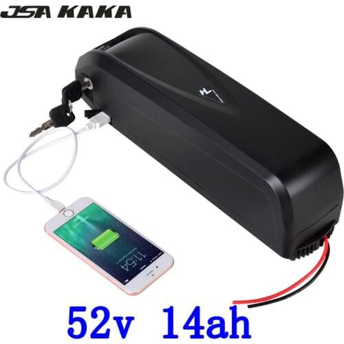 US EU No Tax Hailong Li ion Battery 52V 14Ah with 5v USB Down Tube for samsung cell eBike Battery for 48V 1000W Bafang Motor