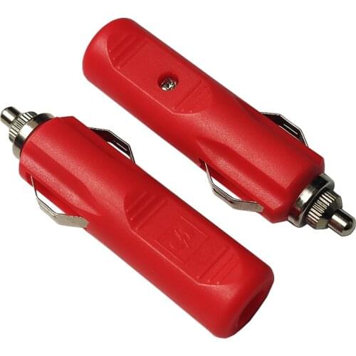 JKM Universal 12V 10A Auto Parts Red Car Cigarette Lighter Plug Socket Converter Power Plug Connection Male Adapter